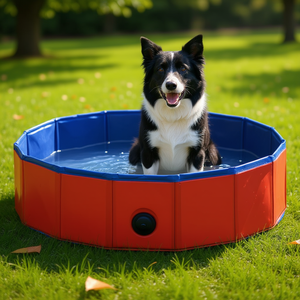 Piscine pliable pour chien en PVC rouge, 31,5 x 7,9 pouces, utilisation extérieure en été - Product Image 2