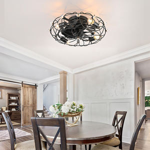 Black fan <b>ceiling</b> lamp suitable for indoor summer <b>Remote</b> <b>Control</b> Modern pendant lamp - Product Image 6