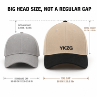 Casquette de baseball XXL surdimensionnée 68 cm pour têtes larges, couronne profonde, 100 % coton, style Dad Hat, broderie personnalisée YKZG