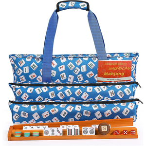 Set di Tessere Mahjong Americano al Miglior Prezzo, 166 Tessere in Melamina, Supporti/Spingitori in Legno e Indicatore del <span class=keywords><strong>Vento</strong></span>, 100 Fiches, 3 Dadi con Borsa - Product Image 1