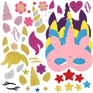 2024 Francia fiesta de cumpleaños disfraz vestir favor DIY arte artesanía brillo ensueño <span class=keywords><strong>unicornio</strong></span> fieltro fiesta máscaras para niños - Product Image 2