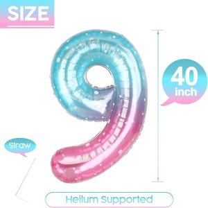Ballons en aluminium numérotés de 40 pouces pour anniversaire - Décoration de fête, ballons à l'hélium, jouet cadeau avec couleur personnalisée - Product Image 4