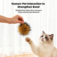 Balle en fourrure de lapin résistante aux griffures pour chat, jouet interactif en peluche pour chatons, idéal pour l'intérieur, divertissement toute saison