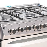 Cuisinière professionnelle Xunda à 6 brûleurs à gaz avec four intégré 76x50cm en acier inoxydable pour la maison