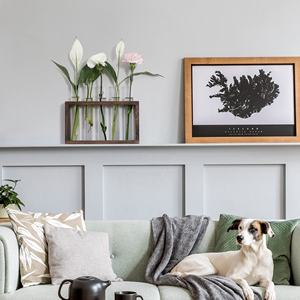 Desktop impianto di vetro stazione di propagazione con 5 provette in legno per interni con supporto a parete appesa fioriera di vetro portavaso - Product Image 4