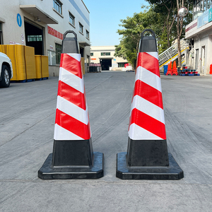 Cono de Tráfico Cuadrado de Espuma EVA Negra de 720 mm, Marco de Plástico HDPE de Alta Visibilidad, Barrera de Seguridad Reflectante para Carreteras - Product Image 5