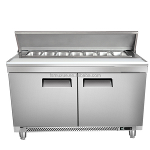 MUXUE/OEM Banc de travail à 2 portes pour <span class=keywords><strong>pizza</strong></span> Comptoir à <span class=keywords><strong>pizza</strong></span> Réfrigérateur Table de préparation pour <span class=keywords><strong>pizza</strong></span> Présentoir à salade MX-SLG1220-A - Product Image 1