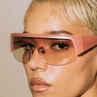Lunettes de soleil Y2K One Piece Shield UV400 semi-cerclées à branches larges, couvrant le visage, tendance pour hommes et femmes