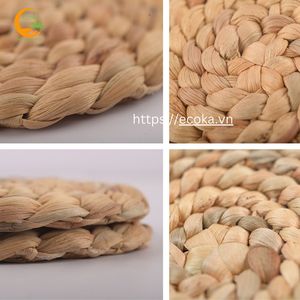 Napperon rond tressé en jacinthe d'eau naturelle faite à la main résistant à la chaleur Style campagnard écologique 10cm de diamètre par Crafted - Product Image 2