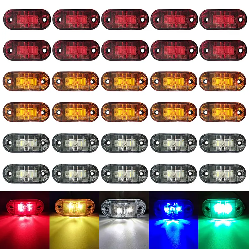 10 Uds 2 LED 12V-24V luces de posición lateral Oval delantero trasero lámpara indicadora de liquidación accesorios de camión para remolque autobús furgoneta caravana