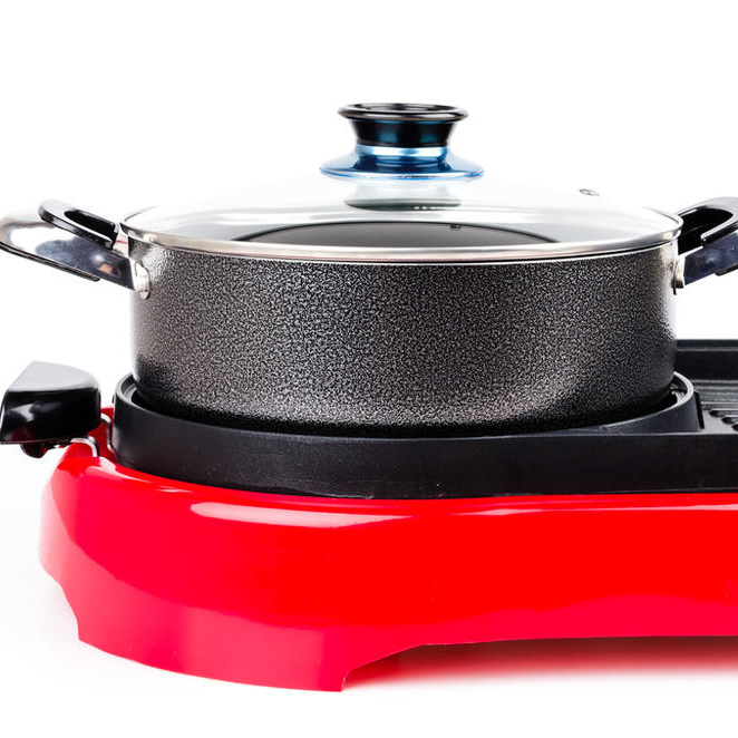 2 в 1 бездымный домашний электрический гриль для барбекю с горячим горшком