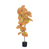 Plante artificielle en pot en plastique Ficus Rumphii pour la décoration de bureau, de jardin et de maison, faux arbres, plantes artificielles