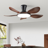 Ventilateur de plafond intérieur en bois intelligent de 42 pouces avec 5 pales droites et télécommande de lumière LED Lampe à ampoule décorative fantaisie