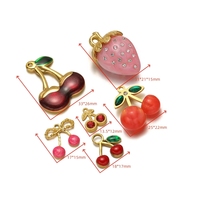 Pendentifs en émail doré en forme de fruits, cerise, fraise, breloques, collier en acier inoxydable, accessoires de fabrication de bijoux