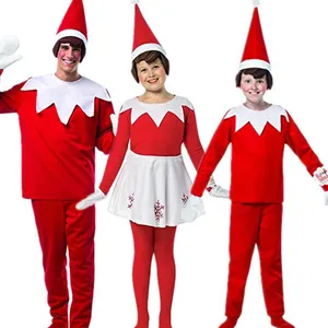 Erwachsene Kinder Familie Weihnachts kostüm Kinder Red Elf Cosplay Anzug Eltern-Kind Schöne Neujahrs party Cosplay Outfits