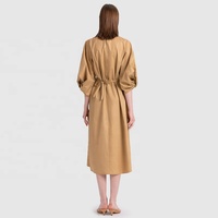 Personnalisé haut de gamme Designers marque femmes vêtements été 3/4 manches bouffantes kaki lâche longues robes décontractées