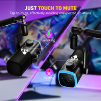 Micrófono Dinámico FIFINE AM9-XLR/USB Tipo-C con Iluminación RGB, Cancelación de Ruido (ANC), Silenciador de Software, Control de Ganancia, Portátil, con Cable, para Juegos