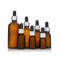 Flacon compte-gouttes en verre ambré dépoli pour cosmétiques et huiles essentielles, avec bouchon en aluminium, disponible en 5ml/10ml/15ml/20ml/30ml/50ml/100ml