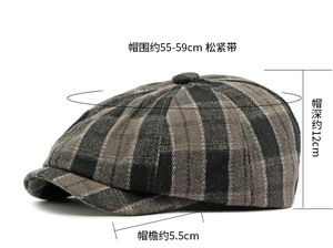 2024 New British Plaid 8 Panels Newsboy Cap Women Men Autumn Winter Vintage Beret <b>Hat</b> - Product Image 6