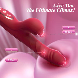 4 in 1 elettrico divertente vibratore pulsante giocattoli per adulti telescopico Dildo rotazione lingua leccare coniglio vibratore giocattolo del sesso per le donne - Product Image 6