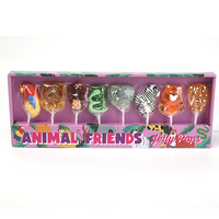 Sucettes Yijiale en forme d'animaux de dessin animé emballées individuellement, bonbons mous aux saveurs fruitées, boîte multicolores de 240g, collation de loisirs