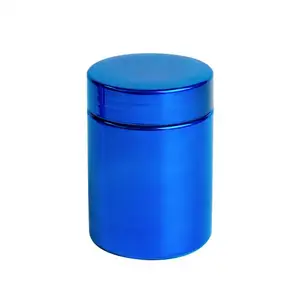 Botol Plastik HDPE Glossy Biru Kosong 500Ml, Wadah Penyimpanan Makanan Stash Jar Dapat Diisi Ulang Tinggi Mulut Lebar