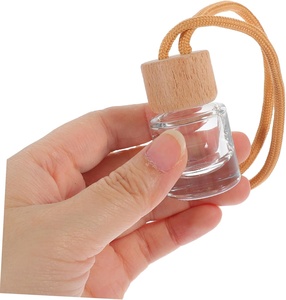 Boş 8ml yuvarlak şişe araba parfüm difüzör asılı yuvarlak şişe ahşap kapak - Product Image 2