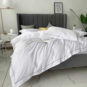 100% ägyptischer gestrickter Satin Langs tapel Baumwolle Einfarbig Vierteiliges Bettwäsche set 100S 500TC - Product Image 2