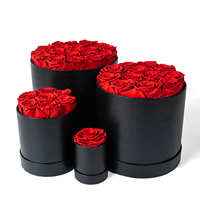 MCFloral Red Handmade Christmas Decors Stabilisierte natürliche Rose Eterne lle Unsterbliche konservierte Blumen in runder Schachtel
