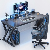 Bureau de jeu en forme de K avec éclairage LED RVB, stable, professionnel, pour club de jeu, bureau, table de jeu noire