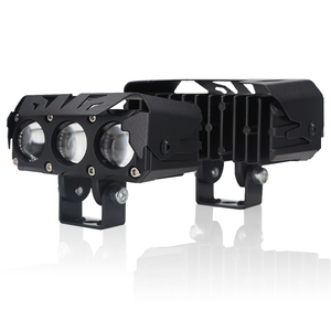 Faro LED para Motocicleta de 3 Lentes, 12-80V, 24W, 2400LM, Doble Color Blanco/Amarillo/Azul Hielo, Luz Alta/Baja, Foco Auxiliar de Aluminio para Conducción - Product Image 3