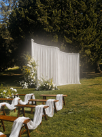 Décor de mariage coréen Love Flowers : Supports en fer sur mesure, accents en nacre, rideaux de fond et rideaux à cordes