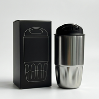 Mug de voyage isotherme en acier inoxydable à double paroi, anti-fuite, avec couvercle rabattable, compatible porte-gobelet de voiture, pour l'e-commerce