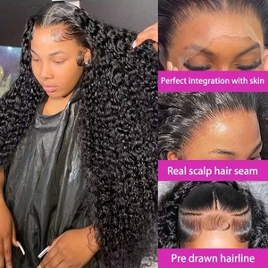 Perruques Lace Frontal 13x6 HD en Cheveux Humains Bouclés Crépus, Boucles Profondes Brésiliennes, Perruques 13x4 Closure Prêtes à Porter, Sans Colle, <span class=keywords><strong>Isee</strong></span>, Prêtes à l'emploi - Product Image 4