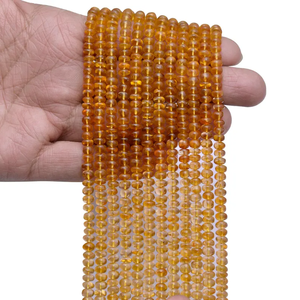 Cuentas de rondelle lisas de 5mm-6mm de turmalina amarilla natural | Hilo de 14 pulgadas | Cuentas lisas sueltas de piedras preciosas semipreciosas de turmalina - Product Image 4