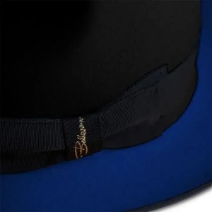 Chapeau Fedora en laine noire à bord bleu unisexe adulte 56-62 cm toutes saisons formel décontracté voyage - Product Image 2