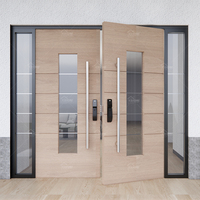 UK haut standard entrée principale en bois massif double porte dernier design porte double principale double feuille porte en bois de noyer