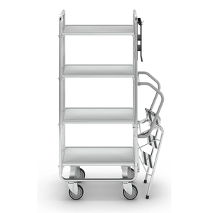 4-टियर ऑर्डर लेने वाली ट्रॉली जस्ता शेल्फ ट्रॉली 4 अलमारियों रोल कंटेनर गोदाम - Product Image 2