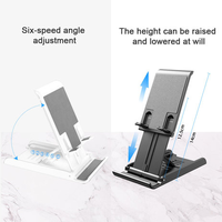 Support de téléphone pliable pour bureau, réglable sur 6 angles, format de poche, vente en gros pour smartphones et tablettes de 4,5 à 12,9 pouces