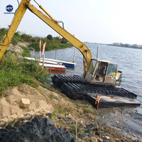 Excavatrice amphibie flottante sur pontons pour le nettoyage des rivières et des étangs, machine de dragage pour zones humides