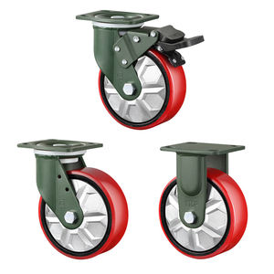 Hochbelastbare Schwerlast-Rollbremse mit Gusseisenkern und Rotem PU für Industrieanwendungen - Product Image 1