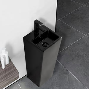 Lavabo de pedestal integrado de cerámica Simple portátil Balcón al aire libre Lavabo de patio - Product Image 2