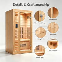 Sauna Uap Inframerah Kayu Solid Fleuran Modern dengan Panel Kontrol Komputer untuk 2 Orang - Ramah Lingkungan untuk Penggunaan Rumah & Komersial