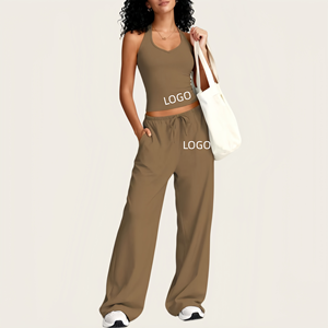 Customized AL Yoga 2-piece Set for Women: <strong>Strapless</strong> Backless <strong>Top</strong>, <strong>Loose</strong>-<strong>fitting</strong> Pants, Ideal for Fitness Training and Sportswear - Product Image 3