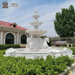 Fontana di acqua del cavallo di marmo animale di grande pietra della decorazione del giardino lucidata alta