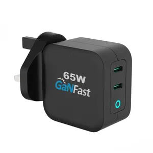 US/EU/UK/Japan/Korea 2 USB Port 65W Fast Gan PD Wall Charger Fast Charging Adapter for Laptops, Smart Phones, Tablet & Powerbank