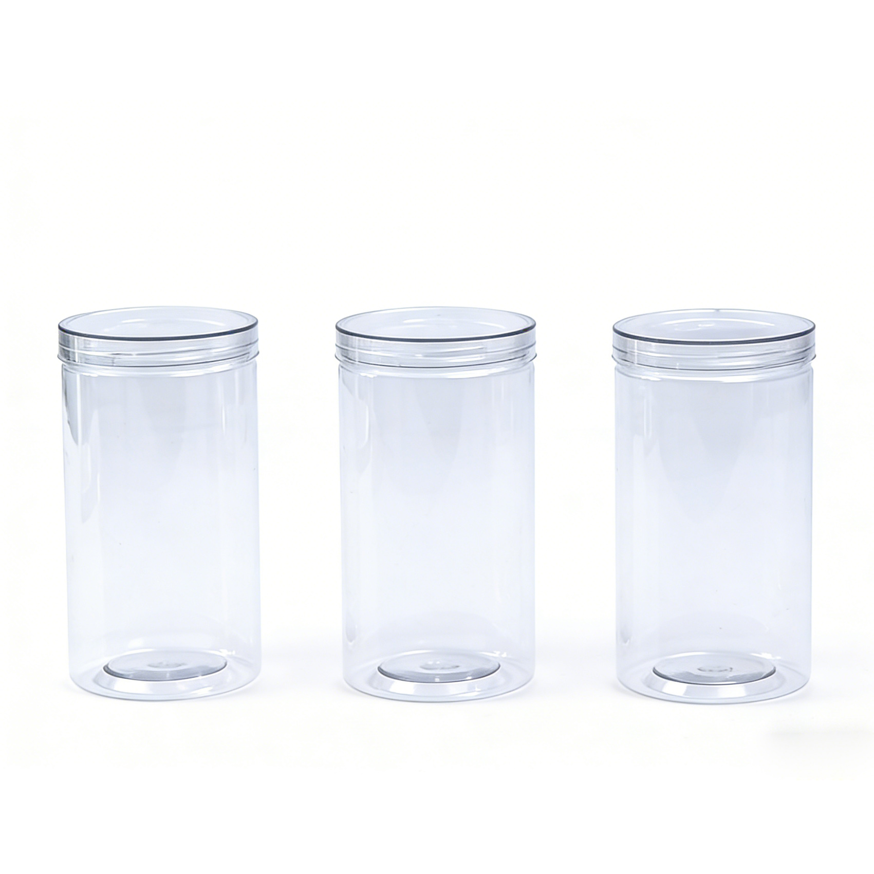 White Transparent Round PET Jar Food Grade 370ml Airtight Canister with Easy Open Pop Top Lid for Sugar Candy or Cake Storage