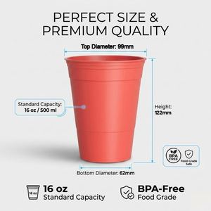 Offre Promotionnelle : Gobelets Réutilisables en Plastique Rigide de 16 oz pour Stades et Événements, Lavables au Lave-Vaisselle, Idéaux pour les Fêtes et les Jeux - Product Image 2