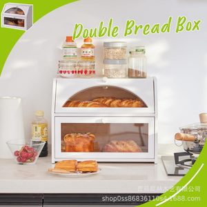 Boîte à pain en bambou noire avec fenêtre en verre, récipient de rangement pour le pain et les pâtisseries - Product Image 4