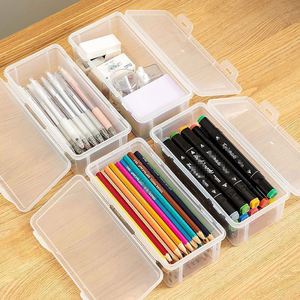 Large-Capacity Plastic Transparent Multifunctional <b>Stationery</b> Container Single-Tier Portable Office <b>Storage</b> <b>Box</b> School - Product Image 4